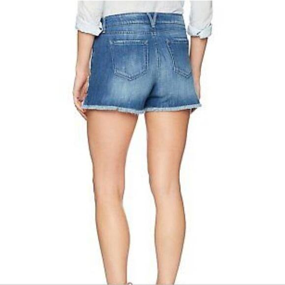 JESSICA SIMPSON JOURNEY Denim Shorts Star Applique Frayed Hem Blue Jean Festival - Picture 2 of 11